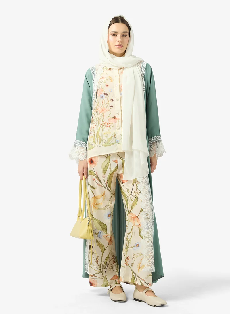 Ginger  Floral Print Shirt & Wide Leg Pant Coord Set for Women | Best Price UAE